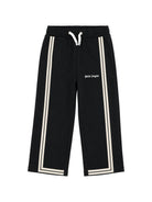 Pantaloni per bambino Palm Angels Kids nero con stampa logo sul davanti F6PAJBFP027 110 PALM ANGELS KIDS 