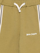 Pantatuta per bambino Palm Angels Kids verde con dettaglio a striscie laterali F6PAJBFP027 1529 PALM ANGELS KIDS 