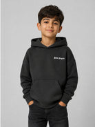 Felpa per bambino Palm Angels Kids nera con logo stampato sul davanti F6PAJBHS011 110 PALM ANGELS KIDS 