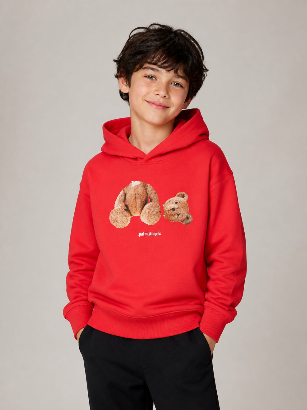 Felpa per bambino Palm Angels Kids rossa con Teddy sul davanti F6PAJBHS059 040 PALM ANGELS KIDS 