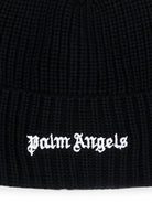 Berretto per bambino Palm Angels Kids nero con logo ricamato F6PAJBHT226 110 PALM ANGELS KIDS 