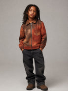Giacca per bambino Palm Angels Kids marrone con stampa logo tie-dye F6PAJBJK159 590 PALM ANGELS KIDS 