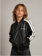 Giacca per bambino Palm Angels Kids nera con dettaglio laterale a righe F6PAJBJK163 110 PALM ANGELS KIDS 