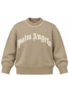 Maglione per bambino Palm Angels Kids beige con logo ricamato sul davanti F6PAJBJP146 1531 PALM ANGELS KIDS 