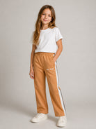 Pantaloni per bambini Palm Angels Kids marrone con dettaglio laterale a righe F6PAJBPA029 1531 PALM ANGELS KIDS 