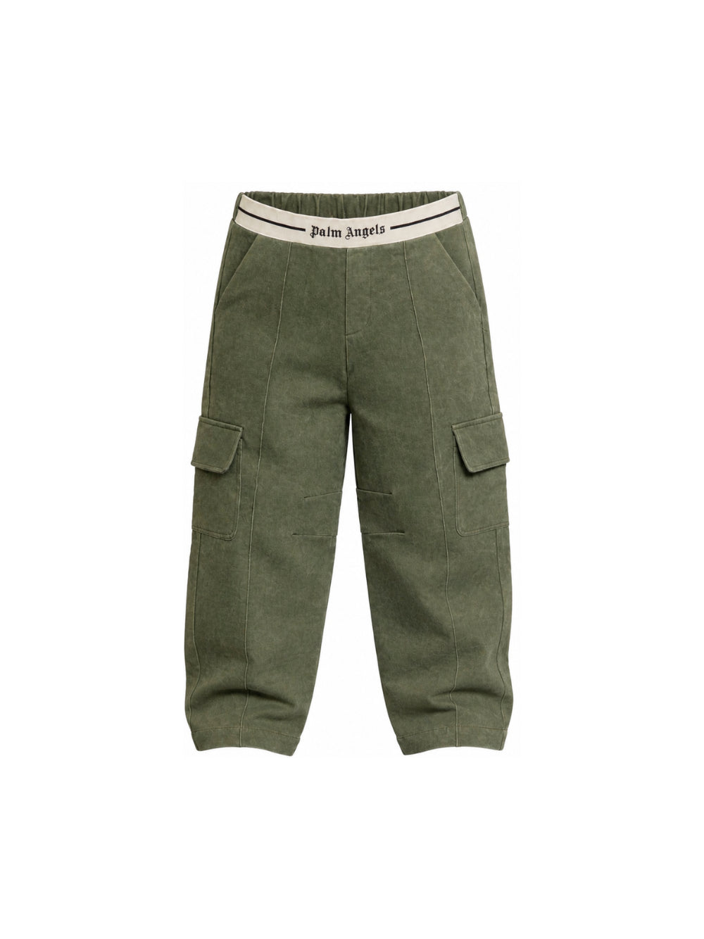 Pantaloni per bambino Palm Angels Kids verdi con stampa logo in vita F6PAJBPA139 1529 PALM ANGELS KIDS 