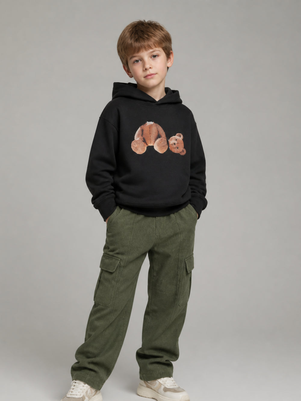 Pantaloni per bambino Palm Angels Kids verdi con stampa logo in vita F6PAJBPA139 1529 PALM ANGELS KIDS 