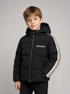 Giubbino per bambino Palm Angels Kids nero con stampa logo sul davanti F6PAJBPF005 110 PALM ANGELS KIDS 