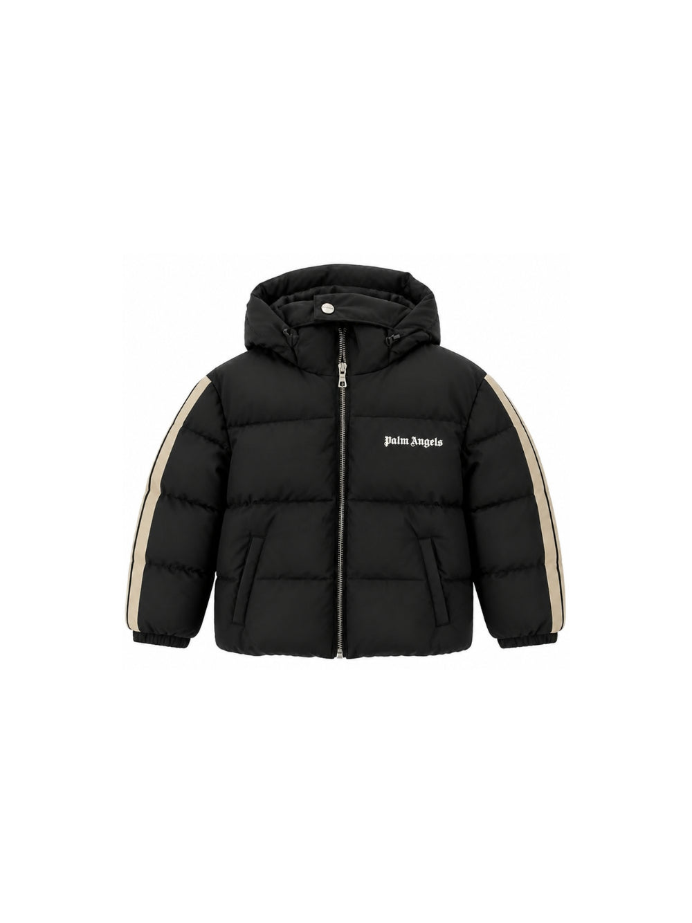 Giubbino per bambino Palm Angels Kids nero con stampa logo sul davanti F6PAJBPF005 110 PALM ANGELS KIDS 