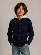 Camicia per bambino Palm Angels Kids blu con stampa logo sul petto F6PAJBSI021 1528 PALM ANGELS KIDS 