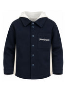Felpa per bambino Palm Angels Kids blu con stampa logo sul petto F6PAJBSI021 1528 PALM ANGELS KIDS 