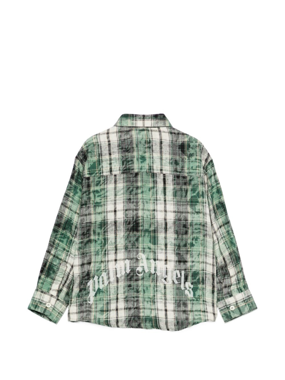 Camicia per bambino Palm Angels Kids verde con stampa  a quadri F6PAJBSI132 080 PALM ANGELS KIDS 
