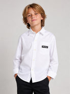 Camicia per bambino Palm Angels Kids bianca con patch logo F6PAJBSI169 002 PALM ANGELS KIDS 