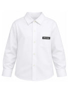 Camicia per bambino Palm Angels Kids bianca con patch logo F6PAJBSI169 002 PALM ANGELS KIDS 