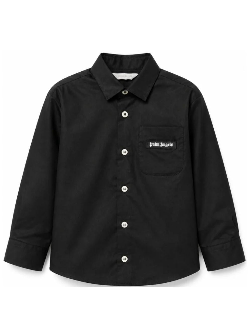 Camicia per bambino Palm Angels Kids nera con logo sul davanti F6PAJBSI169 110 PALM ANGELS KIDS 