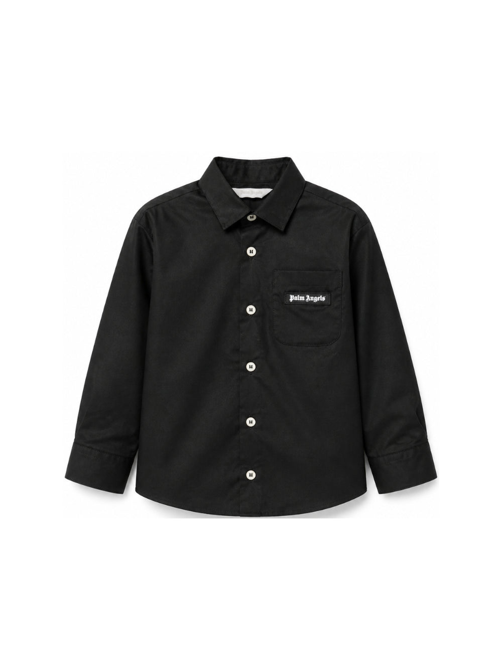 Camicia per bambino Palm Angels Kids nera con logo sul davanti F6PAJBSI169 110 PALM ANGELS KIDS 