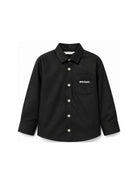 Camicia per bambino Palm Angels Kids nera con logo sul davanti F6PAJBSI169 110 PALM ANGELS KIDS 