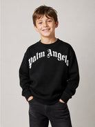 Felpa per bambino Palm Angels Kids nera con logo sul davanti F6PAJBSW014 110 PALM ANGELS KIDS 