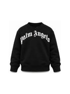 Felpa per bambino Palm Angels Kids nera con logo sul davanti F6PAJBSW014 110 PALM ANGELS KIDS 