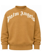 Felpa per bambino Palm Angels Kids beige con stampa logo sul davanti F6PAJBSW014 1531 PALM ANGELS KIDS 
