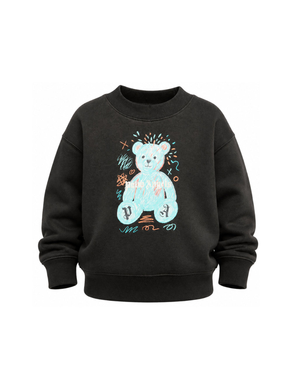 Felpa per bambini Palm Angels Kids nera con stampa logo sul davanti F6PAJBSW102 110 PALM ANGELS KIDS 