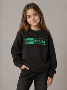 Felpa per bambini Palm Angels Kids nera con stampa logo sul davanti F6PAJBSW112 110 PALM ANGELS KIDS 