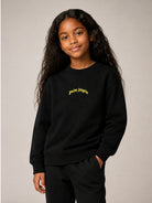Felpa per bambini Palm Angels Kids nera con stampa logo sul retro F6PAJBSW140 110 PALM ANGELS KIDS 