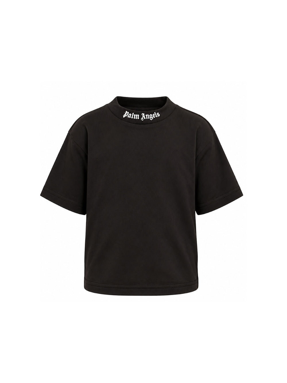T-shirt per bambino Palm Angels Kids nera con logo sul davanti F6PAJBTH012 110 PALM ANGELS KIDS 