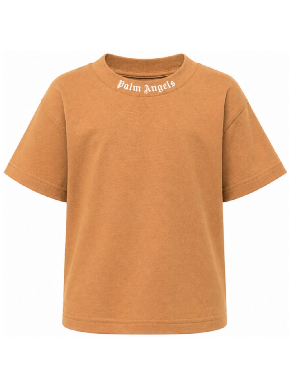 T-shirt per bambino Palm Angels Kids marrone con stampa logo sul girocollo F6PAJBTH012 1531 PALM ANGELS KIDS 