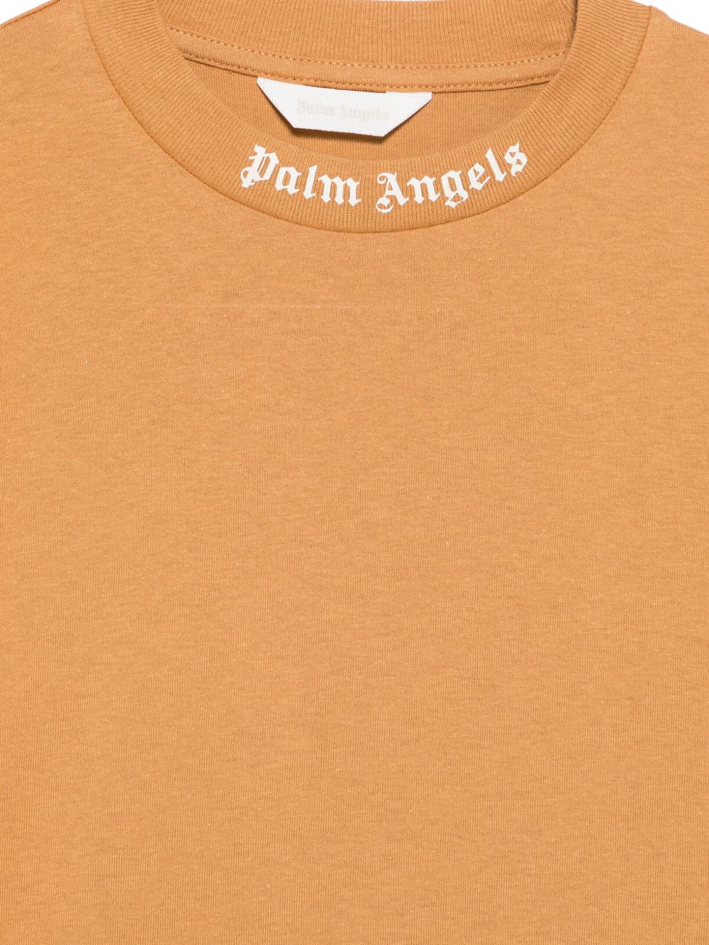 T-shirt per bambino Palm Angels Kids marrone con stampa logo sul girocollo F6PAJBTH012 1531 PALM ANGELS KIDS 