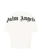 T-shirt per bambino Palm Angels Kids bianca con logo sul davanti F6PAJBTH012 412 PALM ANGELS KIDS 