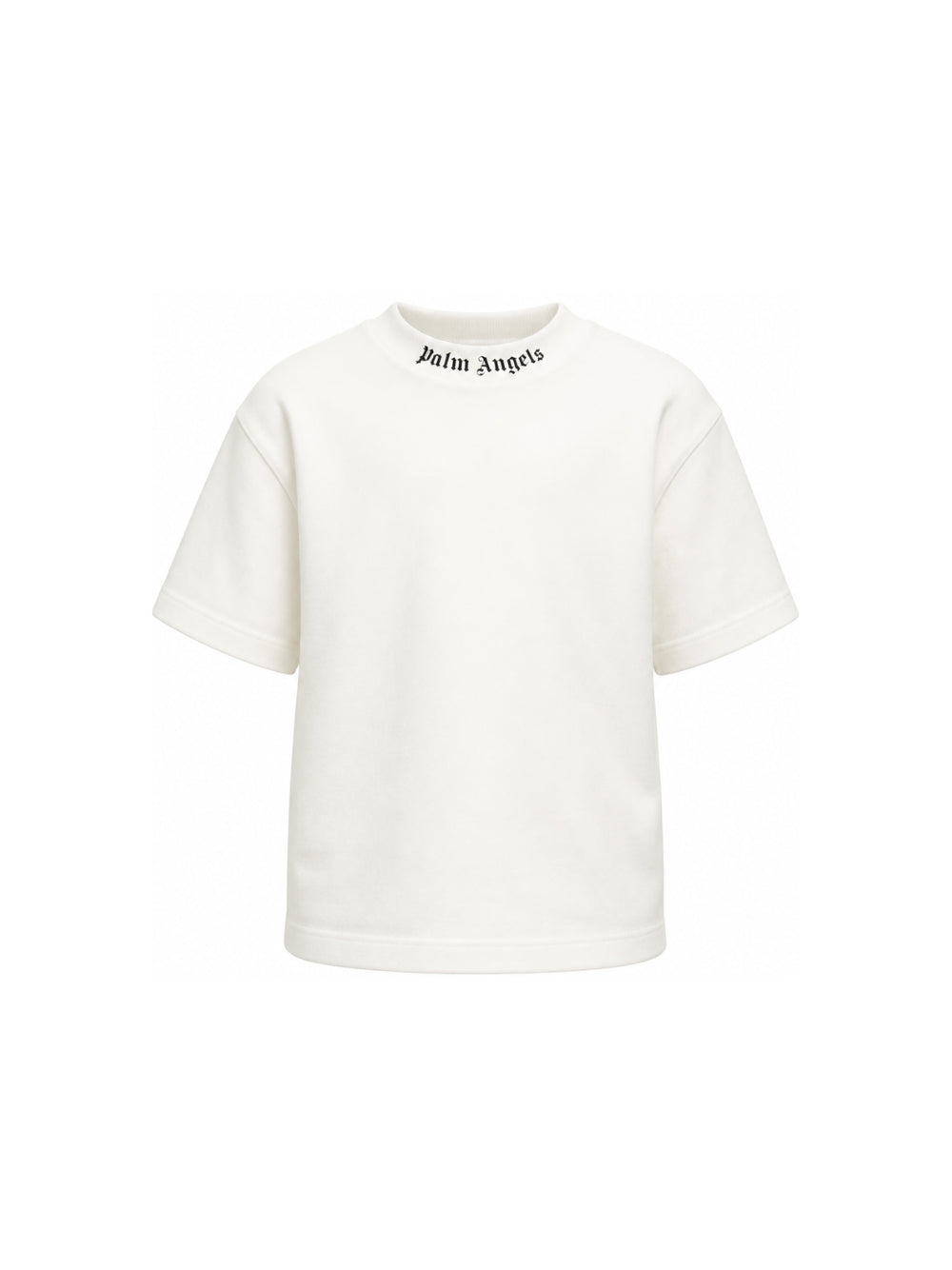 T-shirt per bambino Palm Angels Kids bianca con logo sul davanti F6PAJBTH012 412 PALM ANGELS KIDS 
