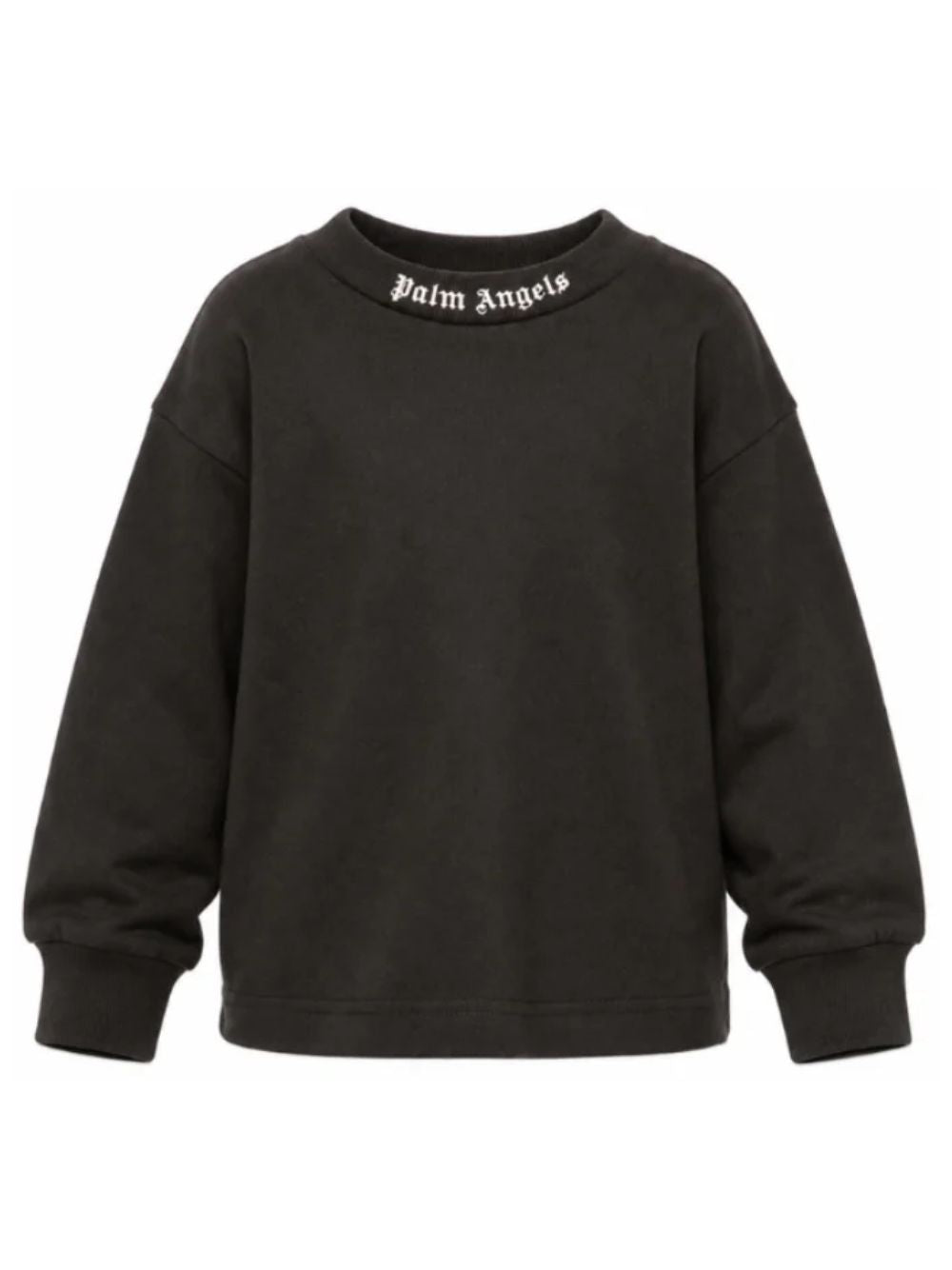 T-shirt per bambino Palm Angels Kids nera con logo sul girocollo F6PAJBTH013 110 PALM ANGELS KIDS 