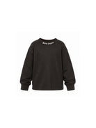 T-shirt per bambino Palm Angels Kids nera con logo sul girocollo F6PAJBTH013 110 PALM ANGELS KIDS 