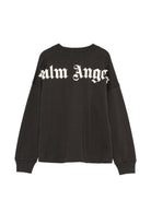 T-shirt per bambino Palm Angels Kids nera con logo sul girocollo F6PAJBTH013 110 PALM ANGELS KIDS 