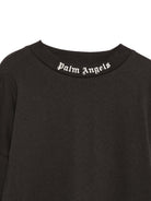 T-shirt per bambino Palm Angels Kids nera con logo sul girocollo F6PAJBTH013 110 PALM ANGELS KIDS 