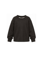 T-shirt per bambino Palm Angels Kids nera con logo sul girocollo F6PAJBTH013 110 PALM ANGELS KIDS 