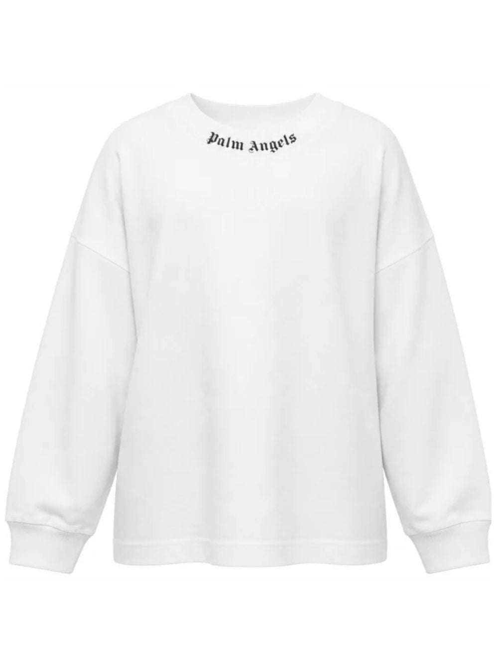 T-shirt per bambino Palm Angels Kids bianca con stampa logo sul girocollo F6PAJBTH013 412 PALM ANGELS KIDS 