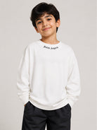 T-shirt per bambino Palm Angels Kids bianca con stampa logo sul girocollo F6PAJBTH013 412 PALM ANGELS KIDS 