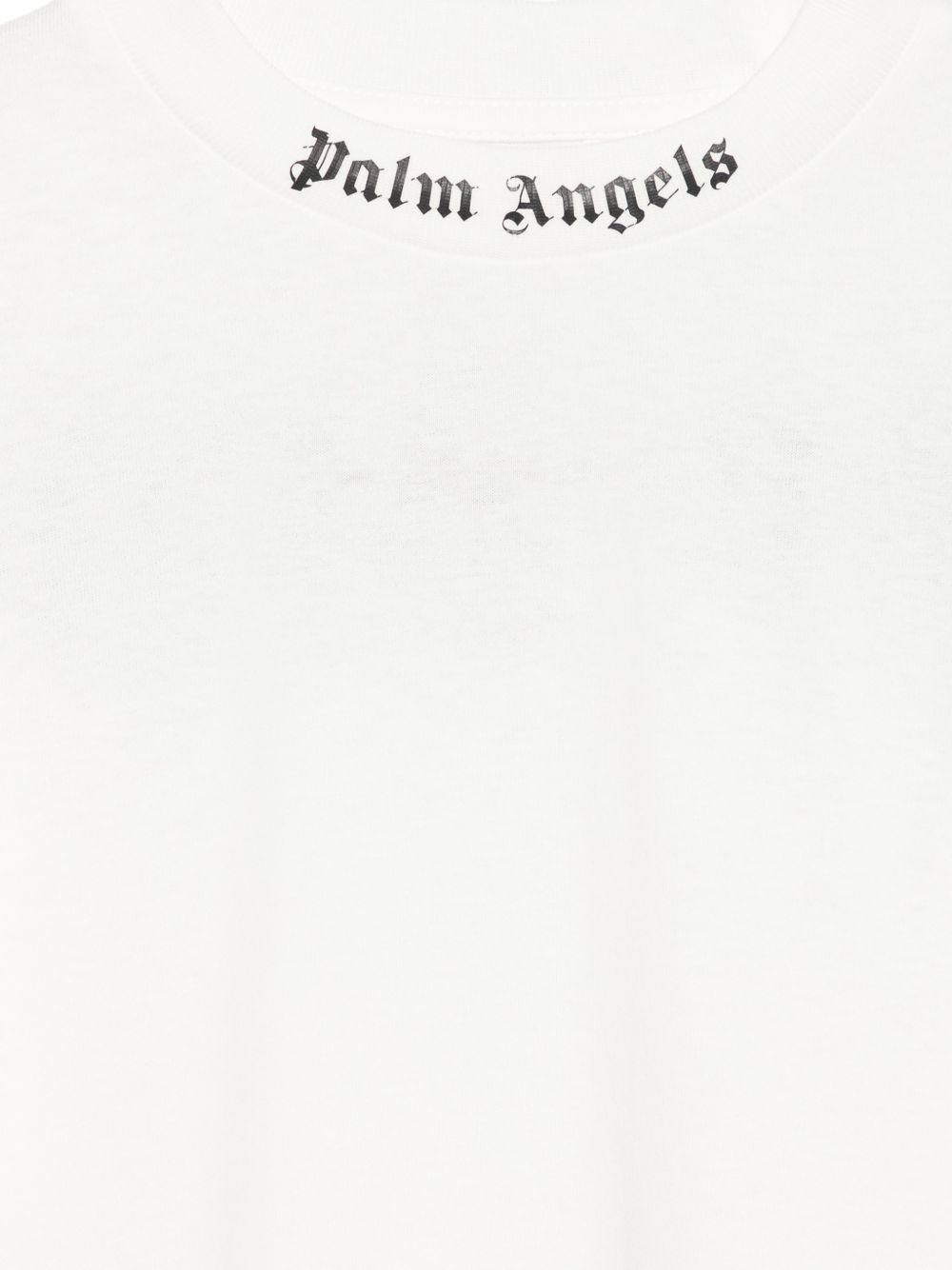 T-shirt per bambino Palm Angels Kids bianca con stampa logo sul girocollo F6PAJBTH013 412 PALM ANGELS KIDS 