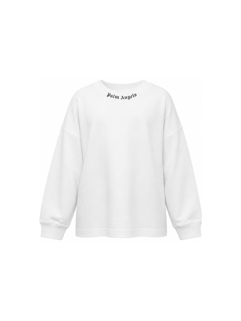 T-shirt per bambino Palm Angels Kids bianca con stampa logo sul girocollo F6PAJBTH013 412 PALM ANGELS KIDS 