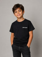 T-shirt per bambino Palm Angels Kids nera con stampa logo F6PAJBTH017 110 PALM ANGELS KIDS 