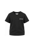 T-shirt per bambino Palm Angels Kids nera con stampa logo sul davanti F6PAJBTH026 110 PALM ANGELS KIDS 