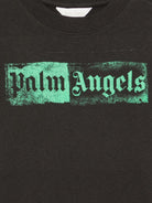 T-shirt per bambino Palm Angels Kids nera con stampa logo sul davanti F6PAJBTH113 110 PALM ANGELS KIDS 