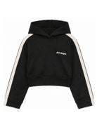 Felpa per bambina Palm Angels Kids nera con stampa logo sul davanti F6PAJGHS039 110 PALM ANGELS KIDS 