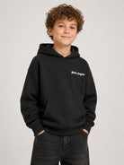 Felpa per bambina Palm Angels Kids nera con logo sul petto F6PAJGHS063 110 PALM ANGELS KIDS 