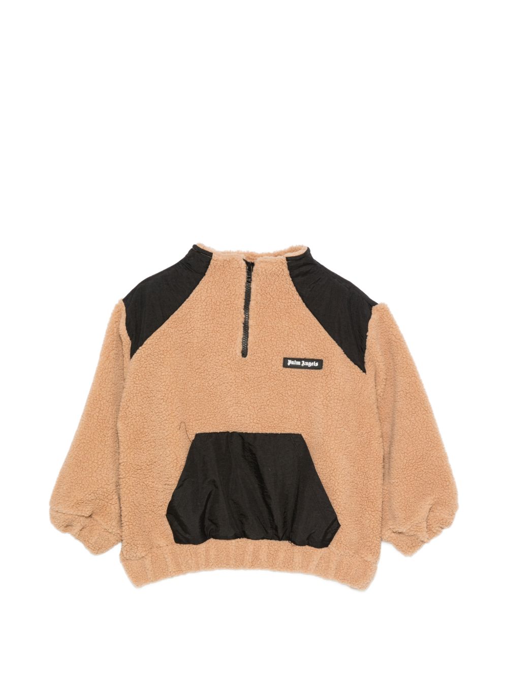 Felpa pellicciata per bambina Palm Angels Kids marrone con zip F6PAJGJK123 220 PALM ANGELS KIDS 