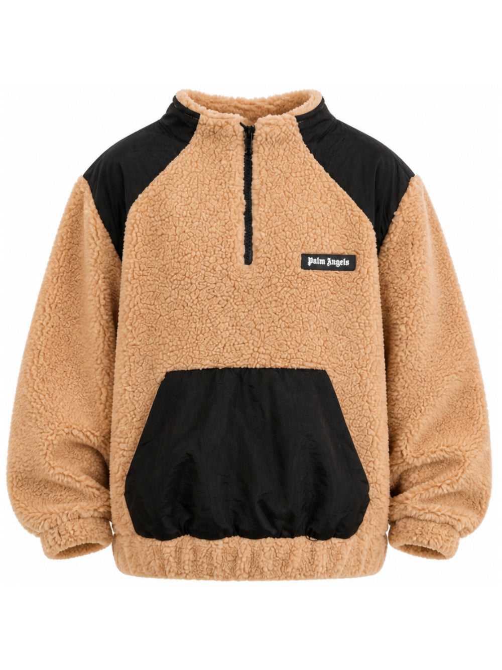 Felpa pellicciata per bambina Palm Angels Kids marrone con zip F6PAJGJK123 220 PALM ANGELS KIDS 