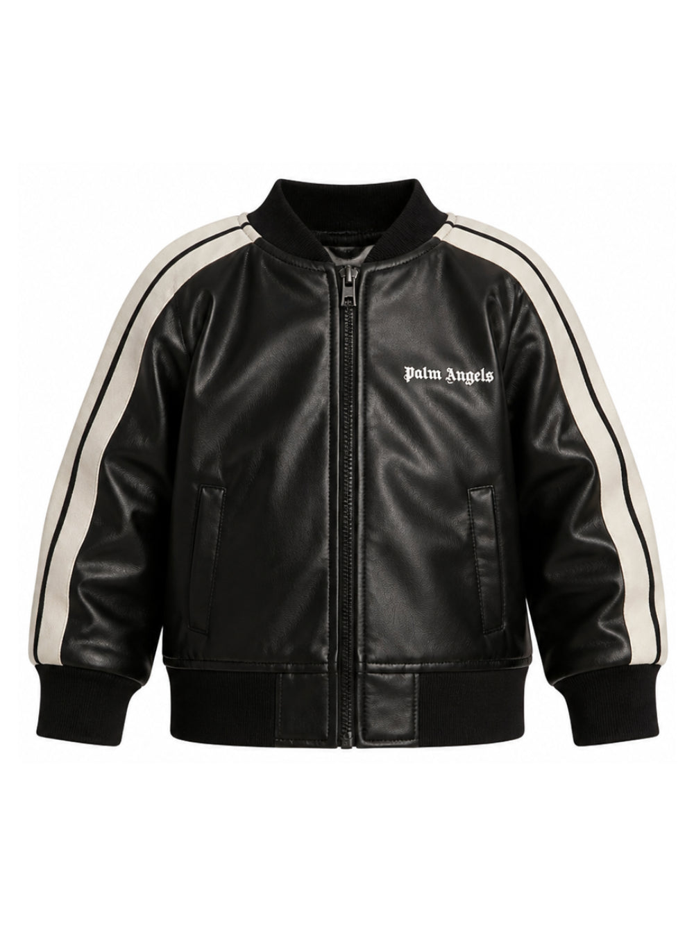 Giacca in pelle per bambina Palm Angels Kids nera con zip F6PAJGJK164 110 PALM ANGELS KIDS 