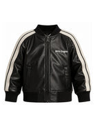 Giacca in pelle per bambina Palm Angels Kids nera con zip F6PAJGJK164 110 PALM ANGELS KIDS 